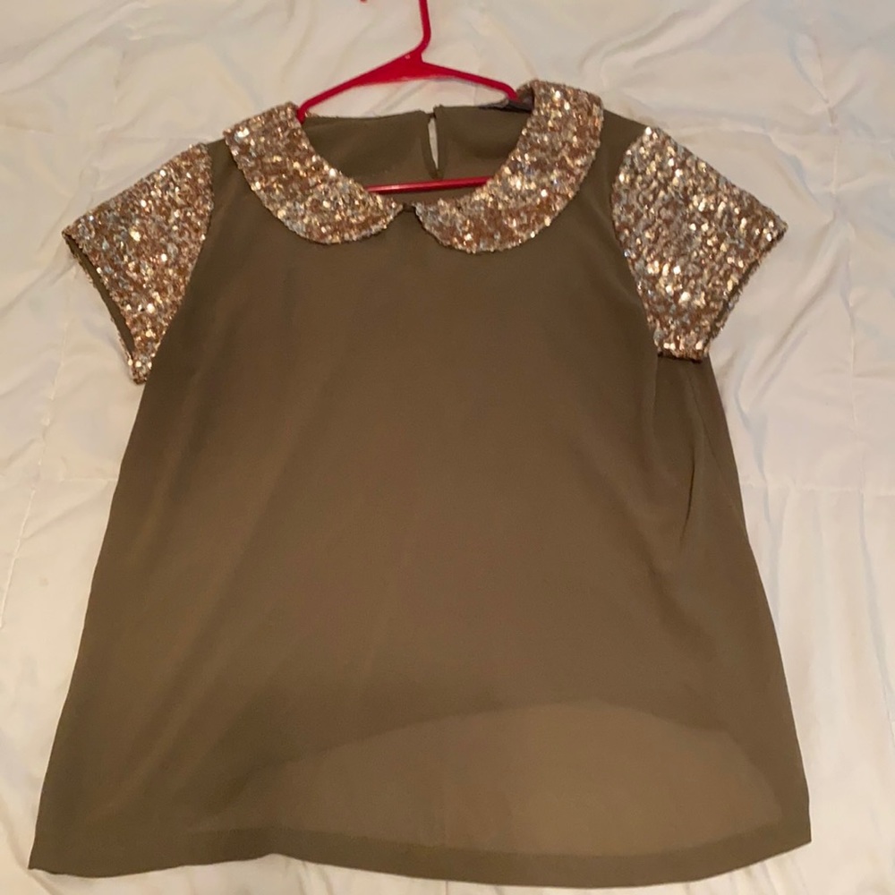 Glittery Green Blouse